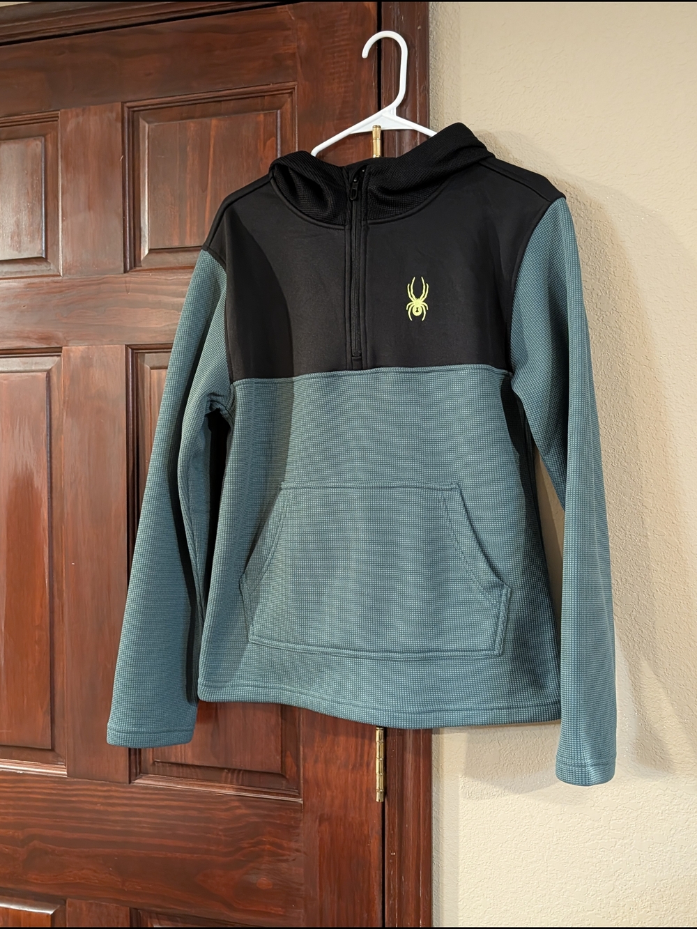 Spyder Half-Zip Pullover Hoodie in Teal and Black